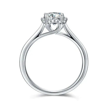 Sterling Silver Moissanite Main Stone Zircon Halo Engagement Ring